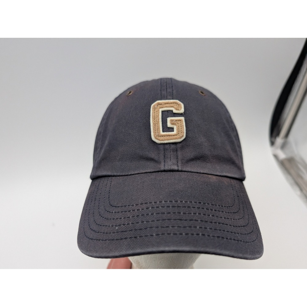 Gap Navy Blue Cotton Baseball Hat Chenille G Patch Adjustable Strap Faded